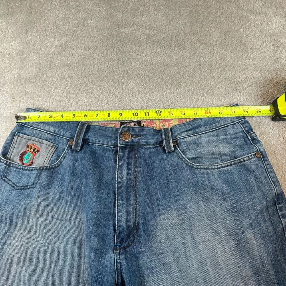 Hood Rich Jeans Men 38 Blue Denim Baggy Benjamin Franklin Embroidered Y2K Style